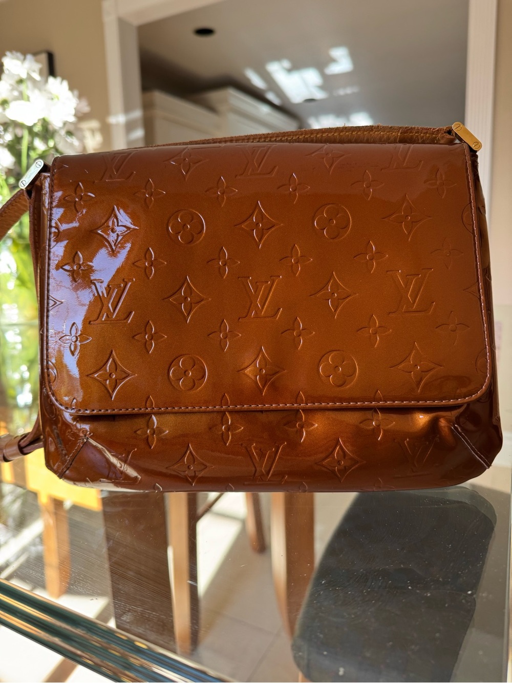 Louis Vuitton Cognac Patent Vernis Monogram Crossbody Bag